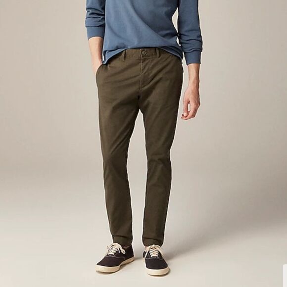 J Crew 250 skinny-fit pant in stretch Chino Men’s 28 x 32 Olive Green - Picture 3 of 11